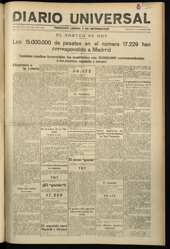 Miniatura de Diario Universal del 22 de diciembre de 1926