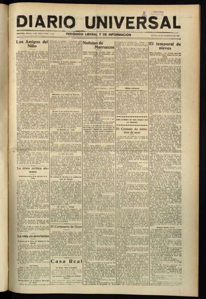Miniatura de Diario Universal del 30 de diciembre de 1926