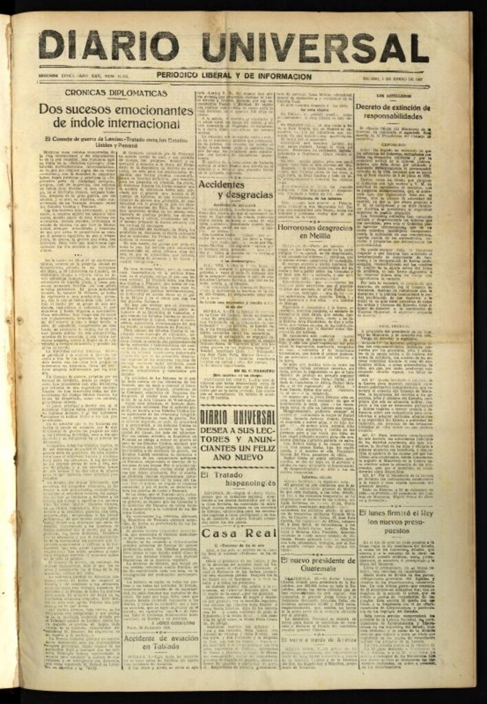 Miniatura de Diario Universal del 1 de enero de 1927
