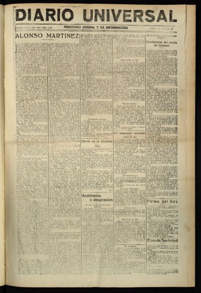 Miniatura de Diario Universal del 3 de enero de 1927