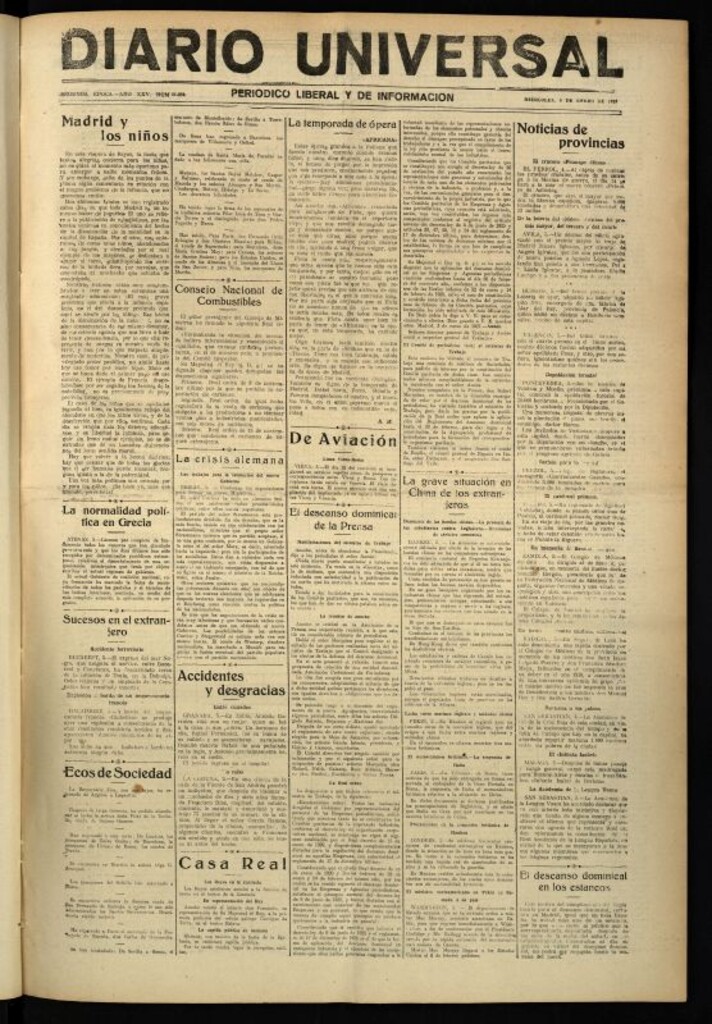 Miniatura de Diario Universal del 5 de enero de 1927