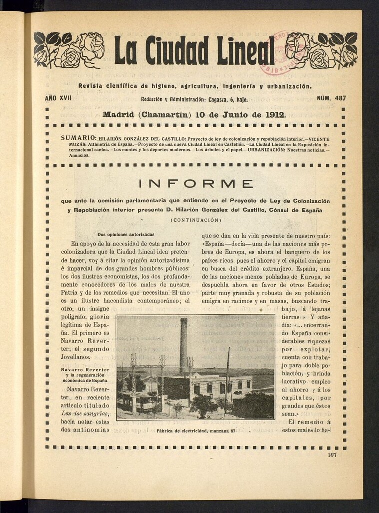 Miniatura de La Ciudad Lineal : órgano oficial de la Compañía Madrileña de Urbanización del 10 de junio de 1912