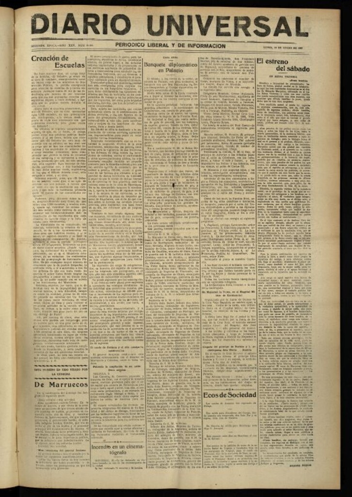 Miniatura de Diario Universal del 10 de enero de 1927