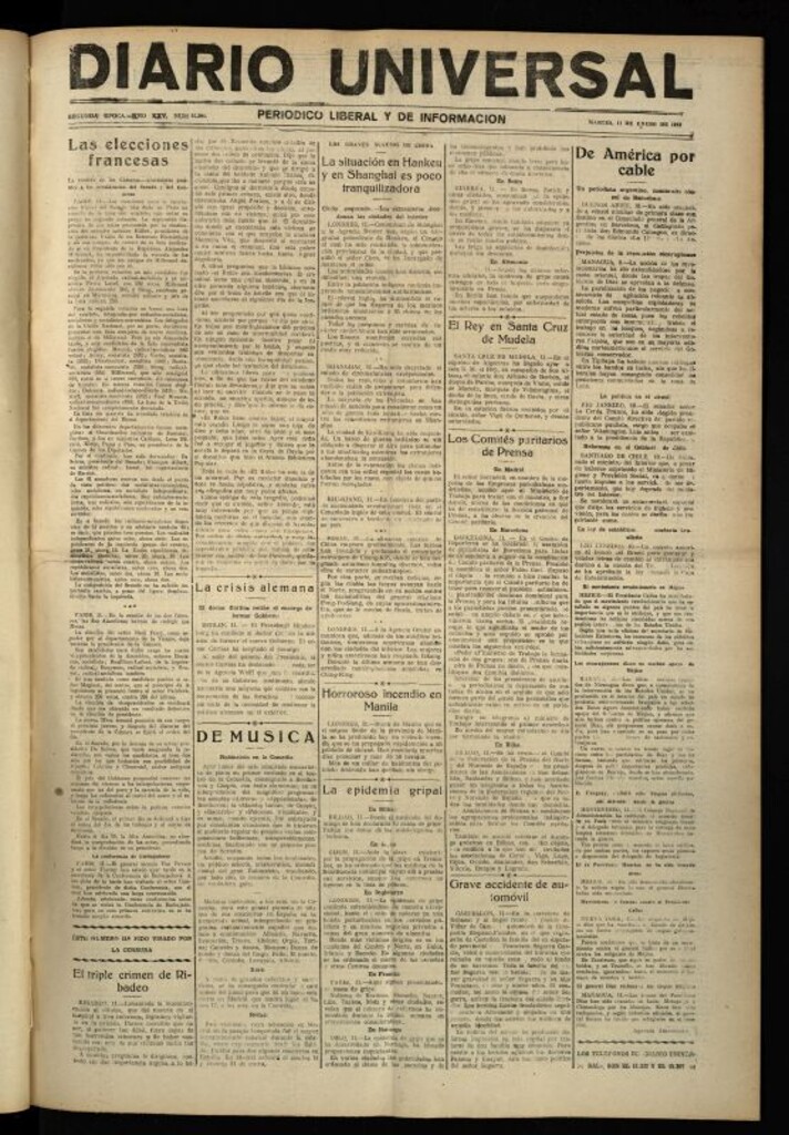 Miniatura de Diario Universal del 11 de enero de 1927