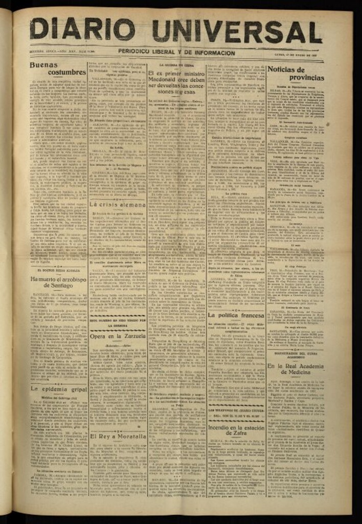 Miniatura de Diario Universal del 17 de enero de 1927