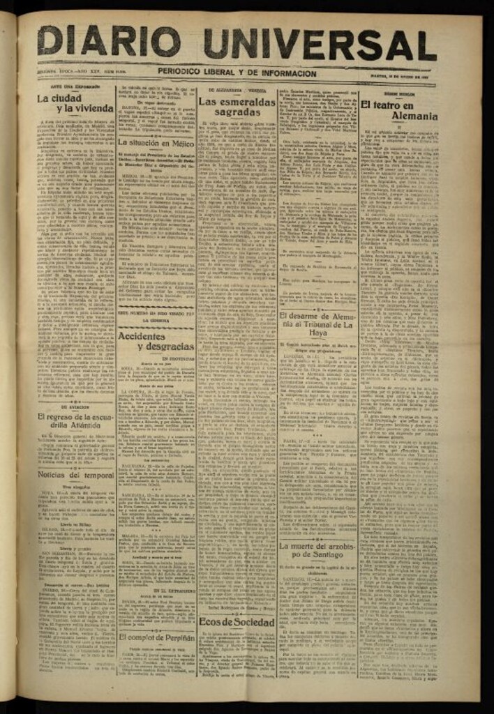 Miniatura de Diario Universal del 18 de enero de 1927