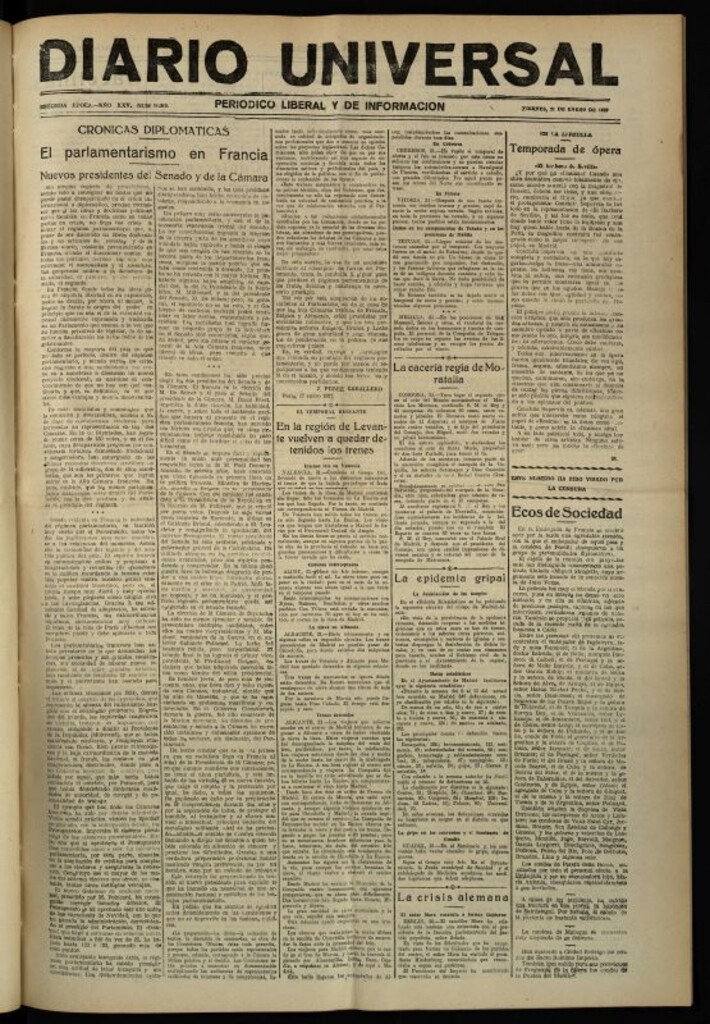 Miniatura de Diario Universal del 21 de enero de 1927
