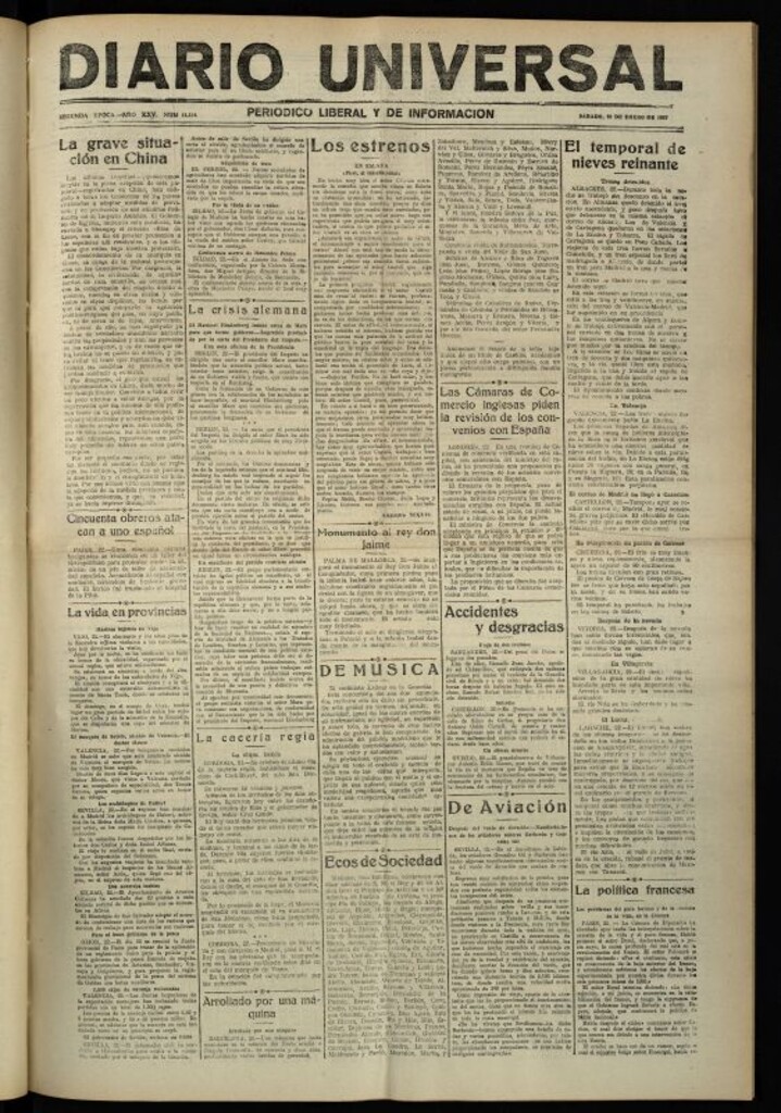 Miniatura de Diario Universal del 22 de enero de 1927