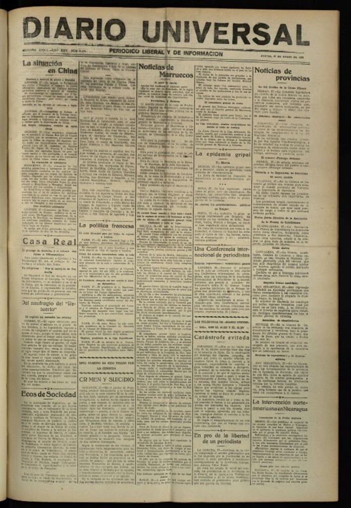 Miniatura de Diario Universal del 27 de enero de 1927