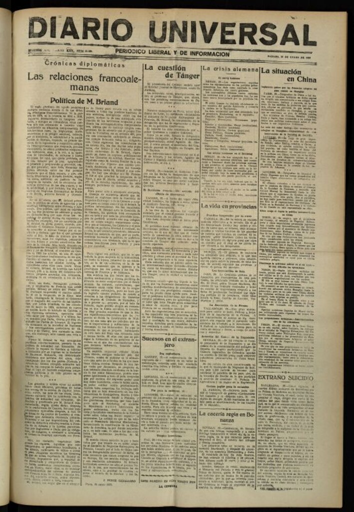 Miniatura de Diario Universal del 29 de enero de 1927