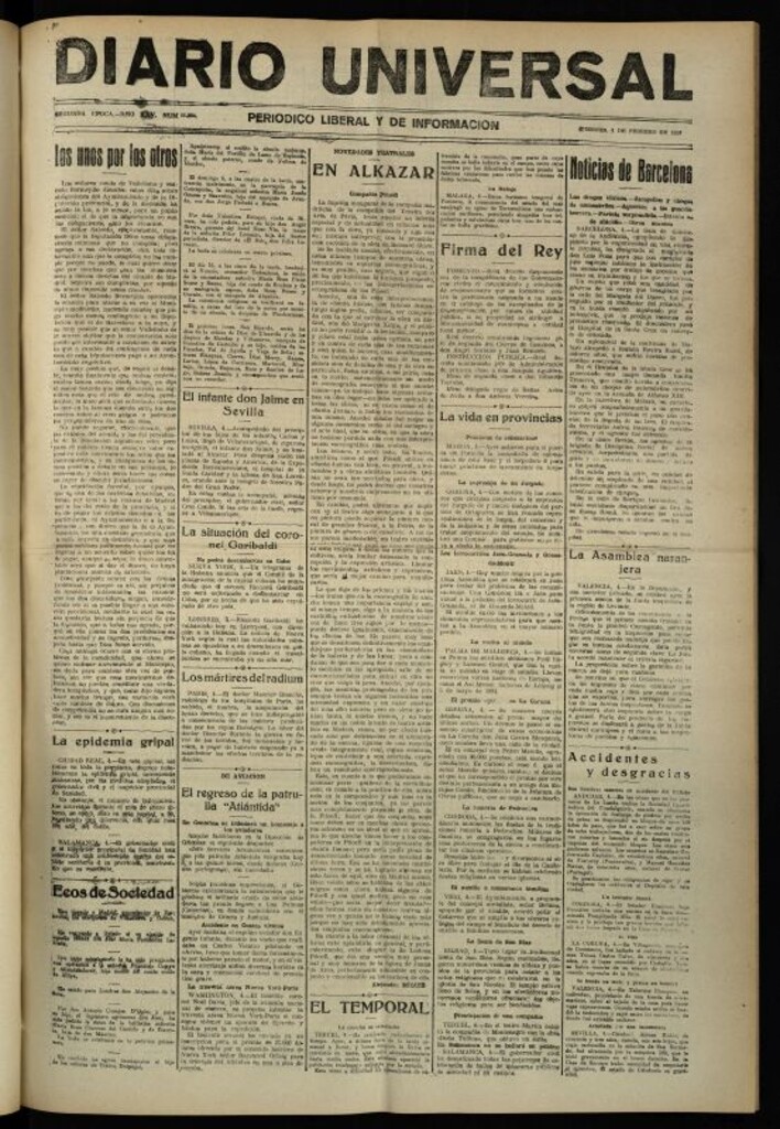 Miniatura de Diario Universal del 4 de febrero de 1927