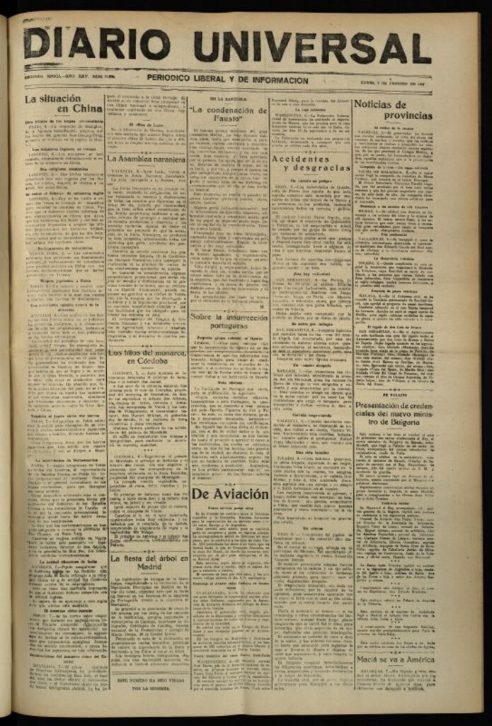 Miniatura de Diario Universal del 7 de febrero de 1927