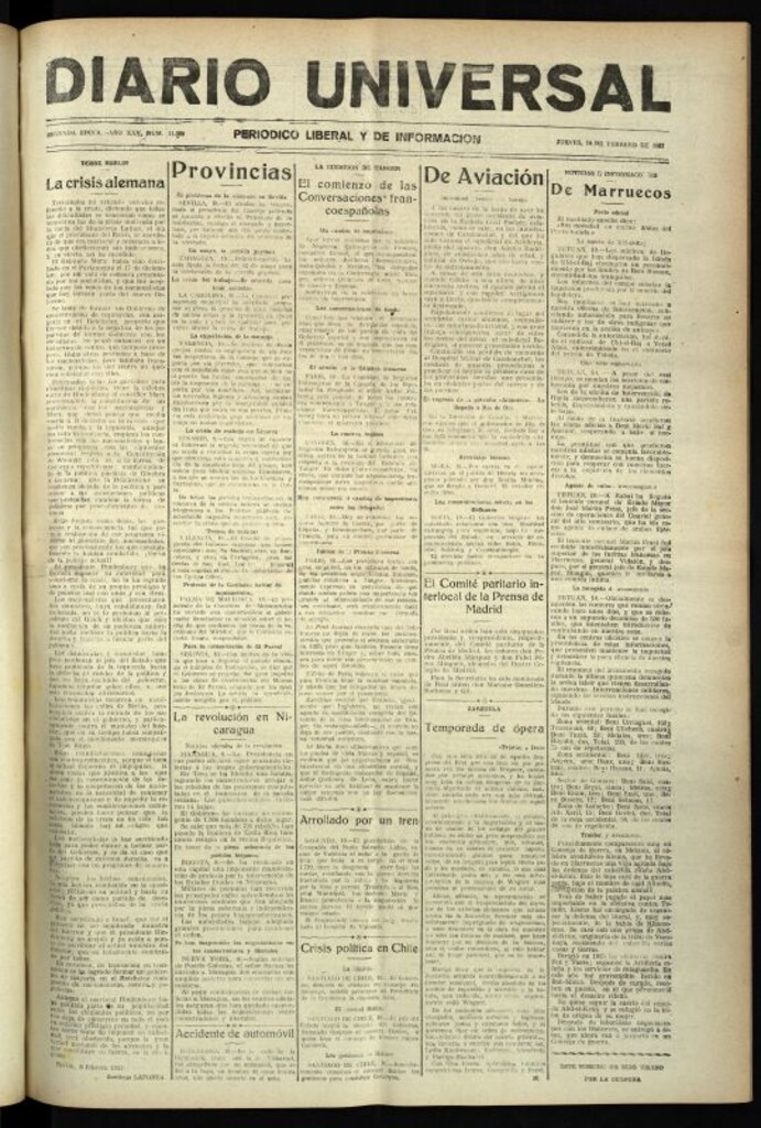 Miniatura de Diario Universal del 10 de febrero de 1927