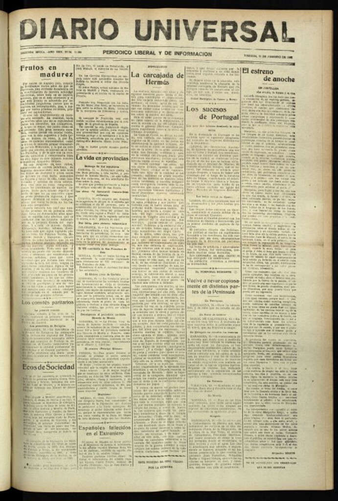 Miniatura de Diario Universal del 11 de febrero de 1927