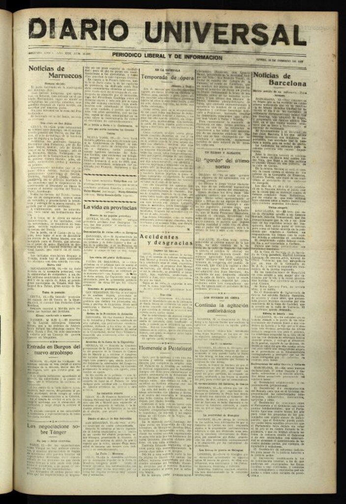 Miniatura de Diario Universal del 14 de febrero de 1927