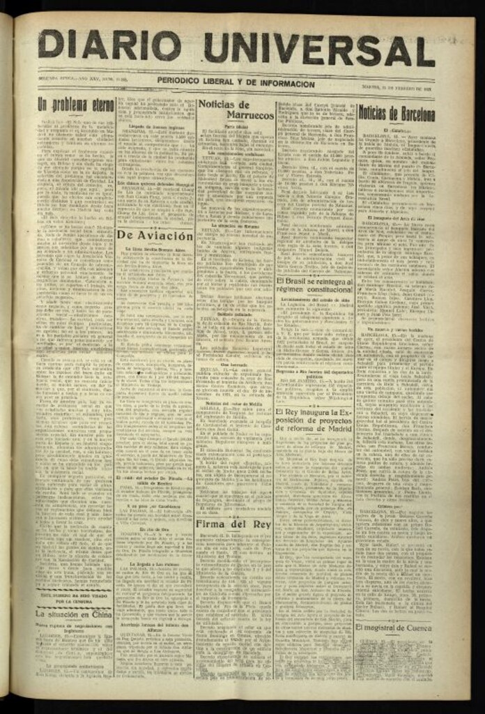 Miniatura de Diario Universal del 15 de febrero de 1927