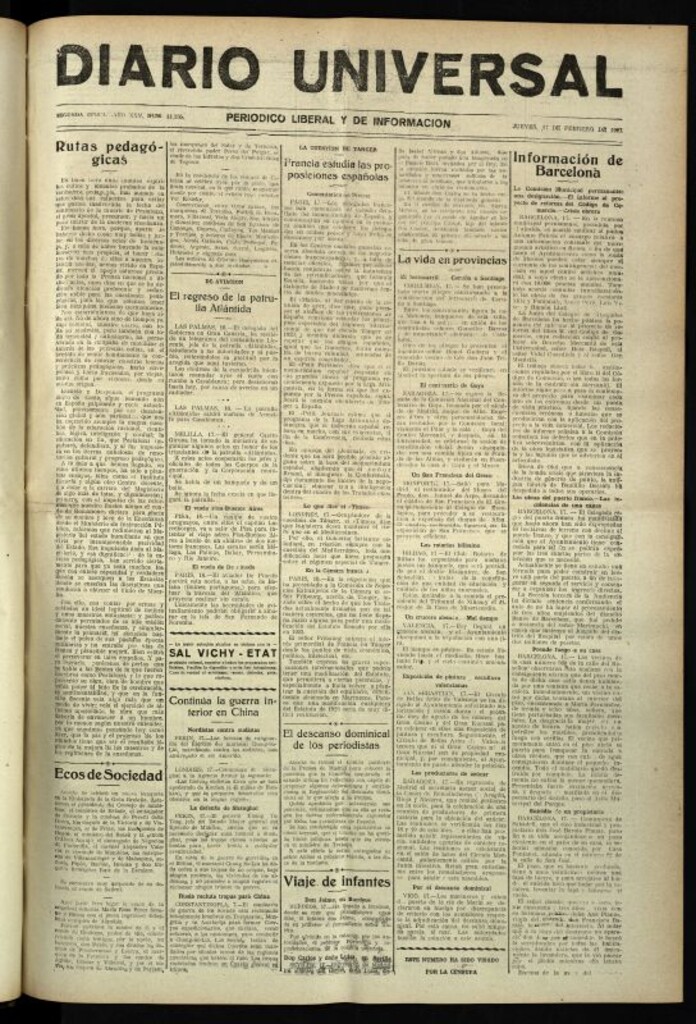 Miniatura de Diario Universal del 17 de febrero de 1927