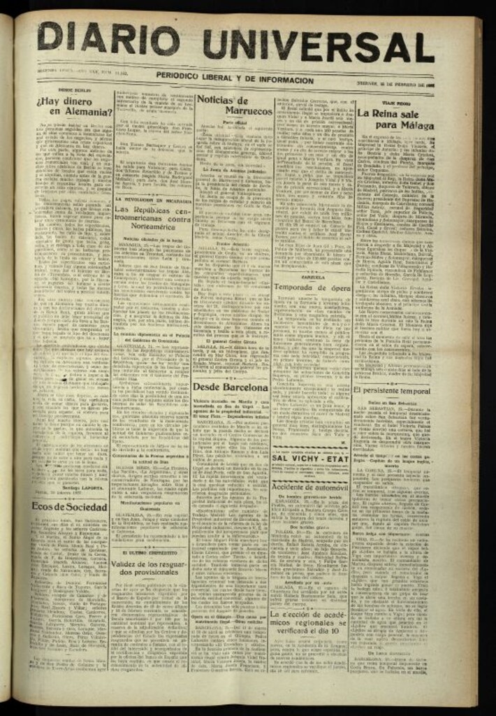 Miniatura de Diario Universal del 25 de febrero de 1927