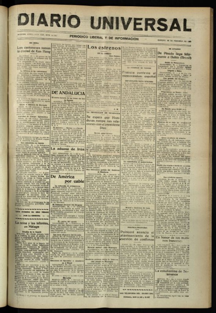 Miniatura de Diario Universal del 26 de febrero de 1927