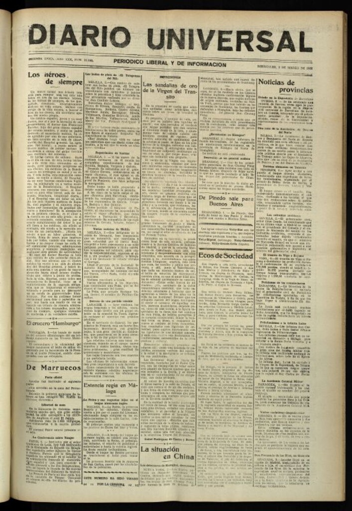 Miniatura de Diario Universal del 2 de marzo de 1927