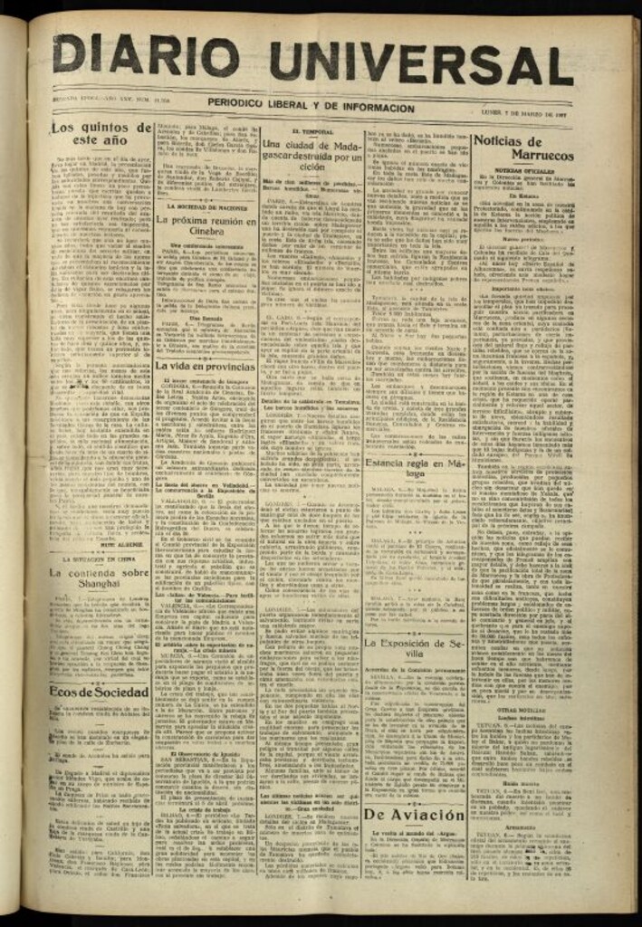 Miniatura de Diario Universal del 7 de marzo de 1927