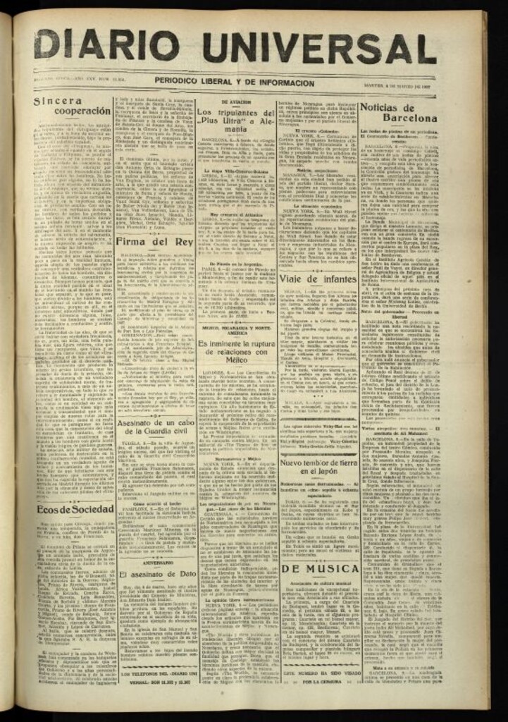 Miniatura de Diario Universal del 8 de marzo de 1927