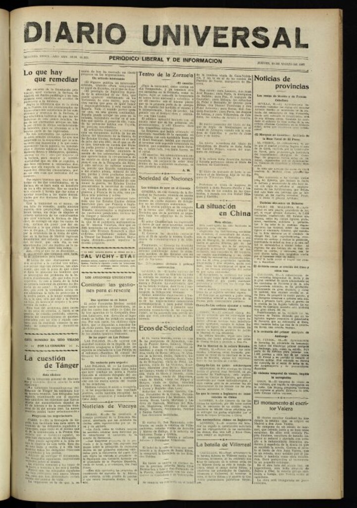 Miniatura de Diario Universal del 10 de marzo de 1927