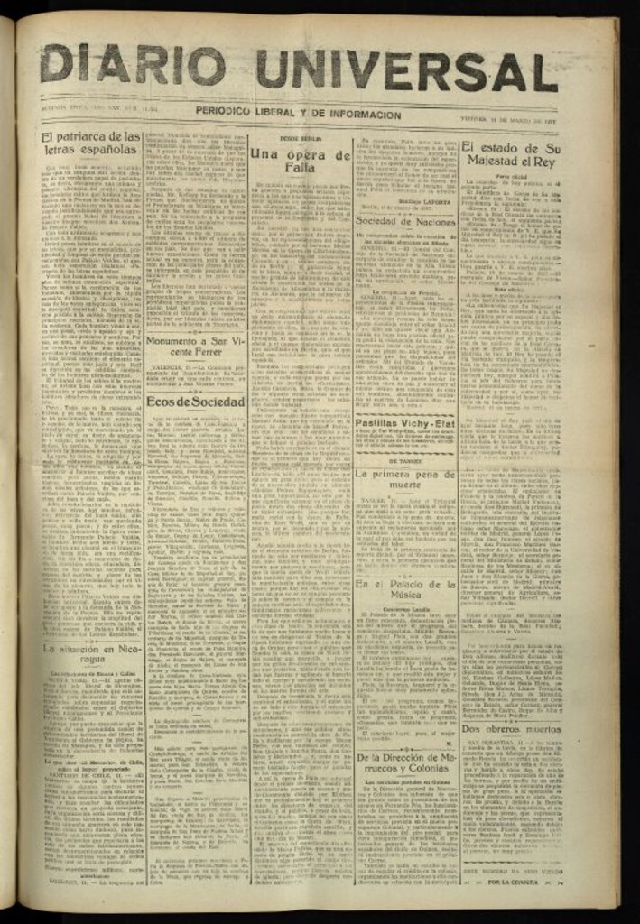 Miniatura de Diario Universal del 11 de marzo de 1927