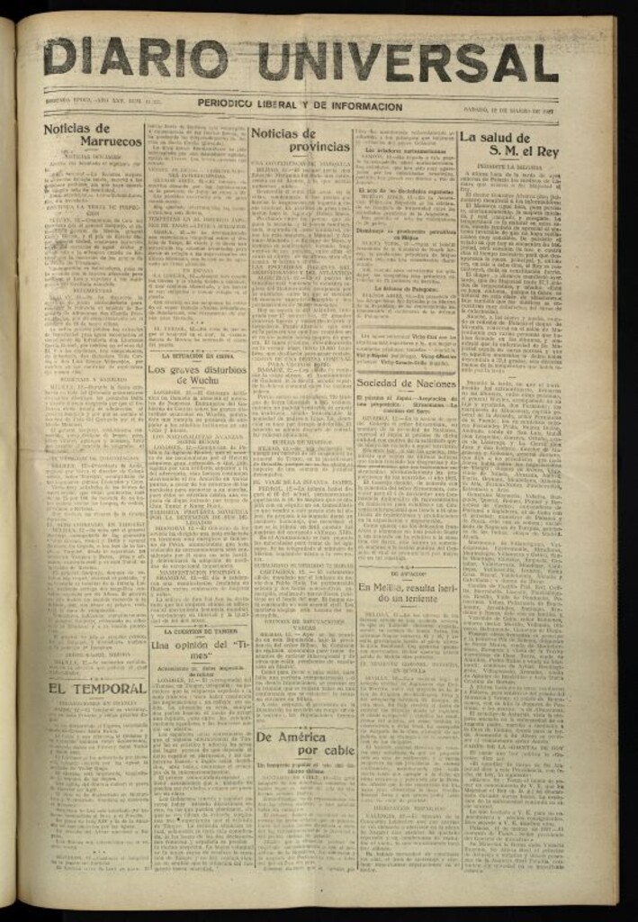 Miniatura de Diario Universal del 12 de marzo de 1927