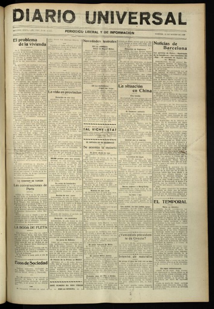 Miniatura de Diario Universal del 15 de marzo de 1927