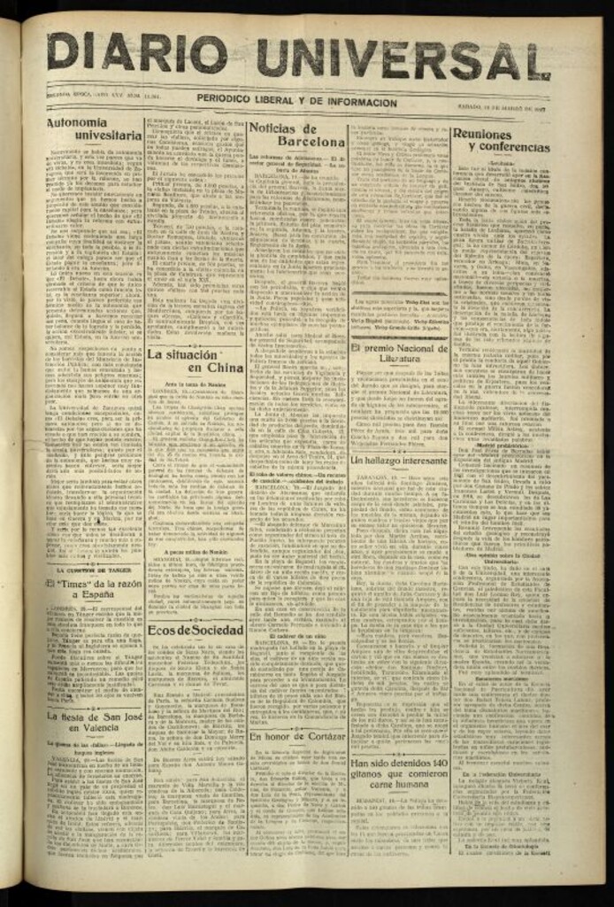 Miniatura de Diario Universal del 19 de marzo de 1927