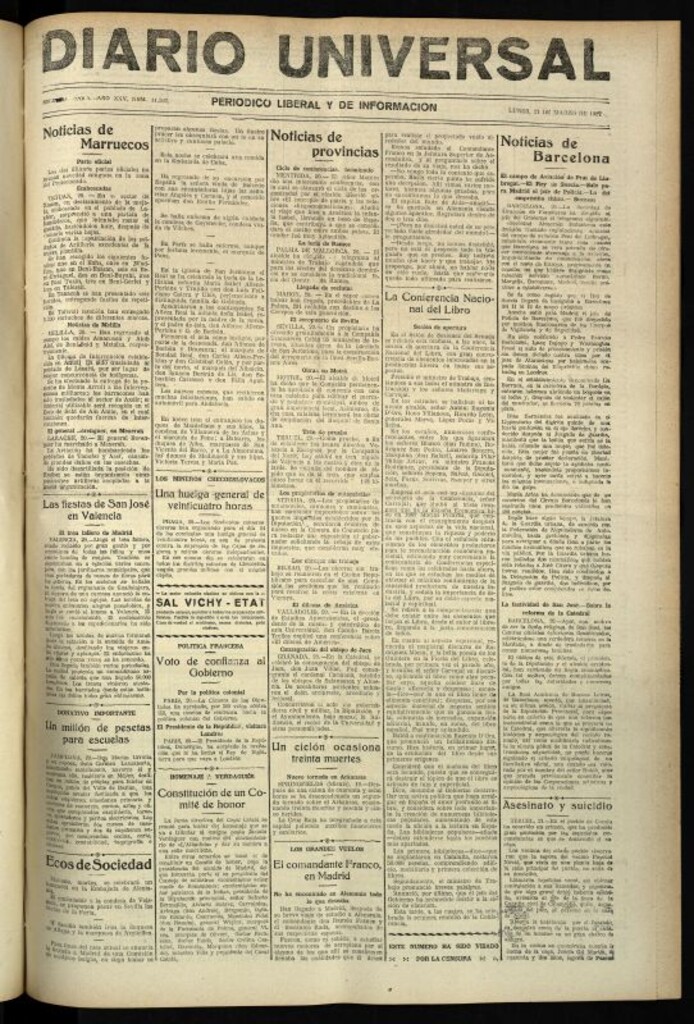Miniatura de Diario Universal del 21 de marzo de 1927