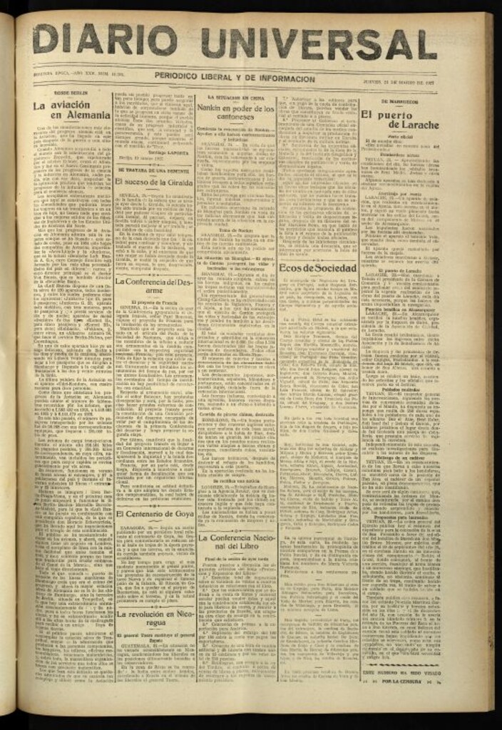 Miniatura de Diario Universal del 24 de marzo de 1927