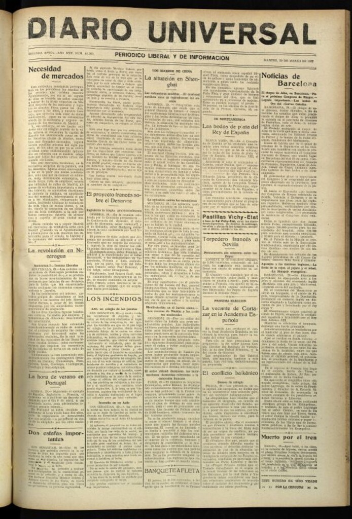 Miniatura de Diario Universal del 29 de marzo de 1927