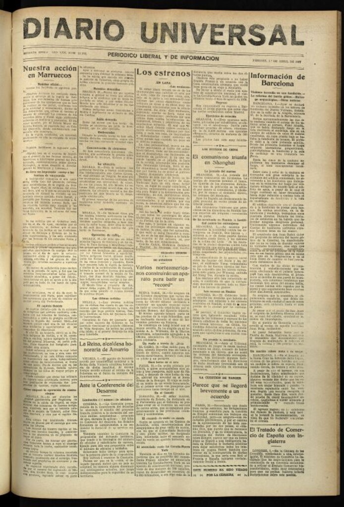 Miniatura de Diario Universal del 1 de abril de 1927