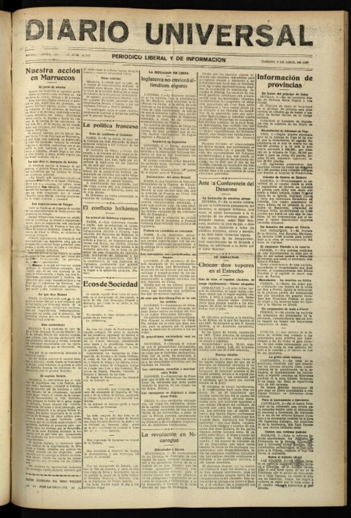 Miniatura de Diario Universal del 2 de abril de 1927