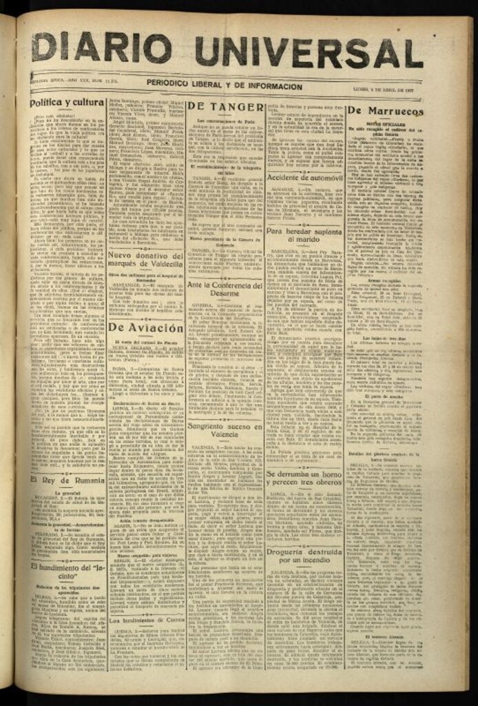 Miniatura de Diario Universal del 4 de abril de 1927