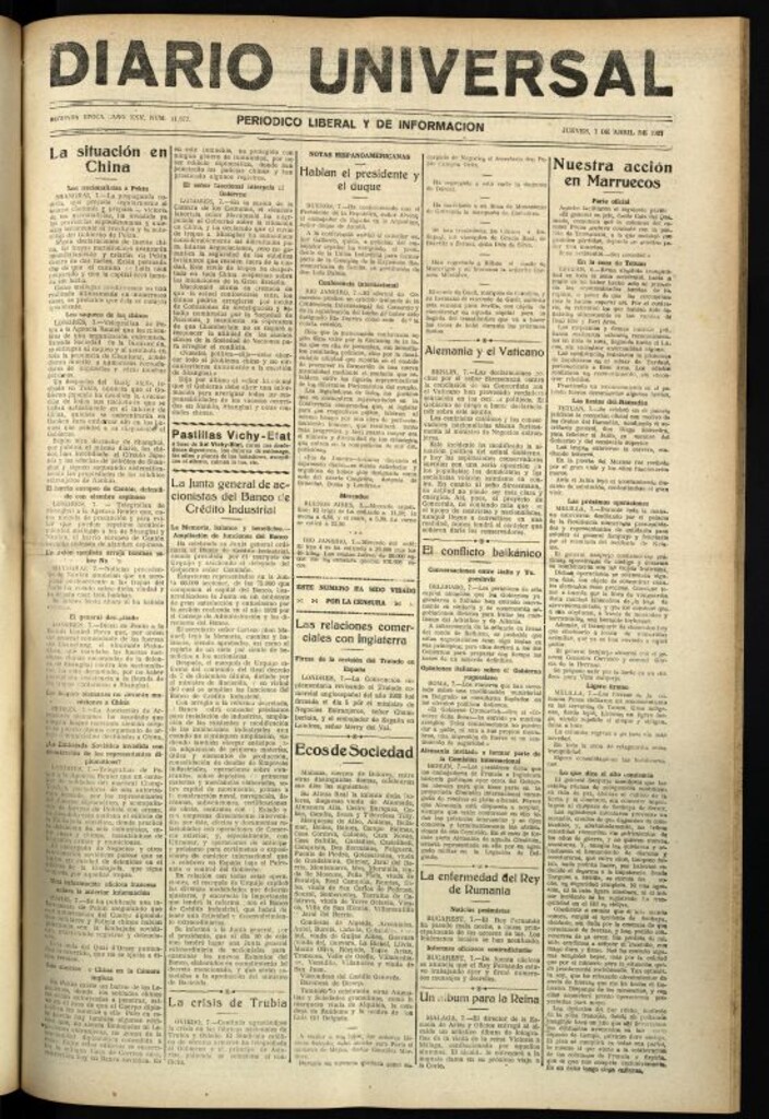 Miniatura de Diario Universal del 7 de abril de 1927