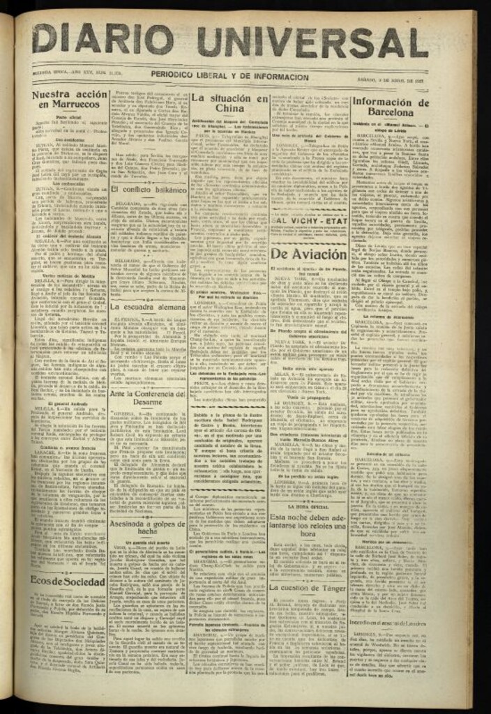 Miniatura de Diario Universal del 9 de abril de 1927