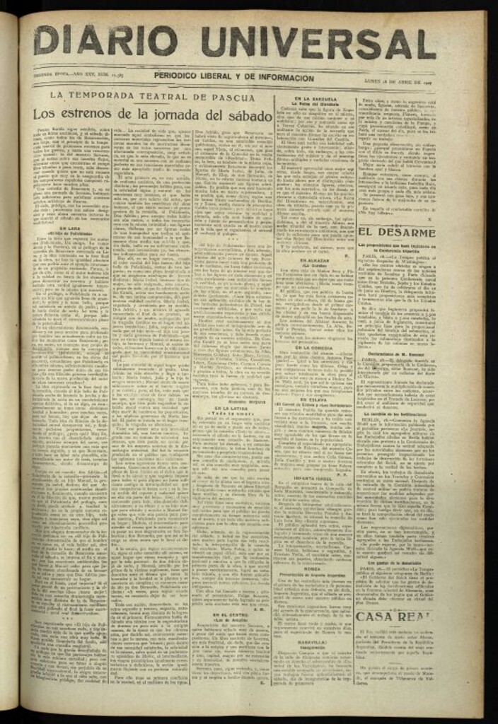 Miniatura de Diario Universal del 18 de abril de 1927