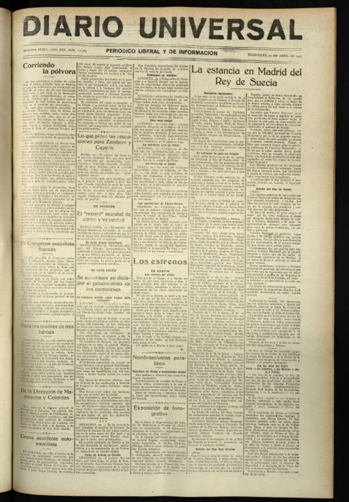 Miniatura de Diario Universal del 20 de abril de 1927