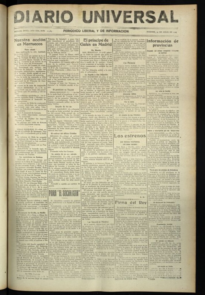 Miniatura de Diario Universal del 22 de abril de 1927