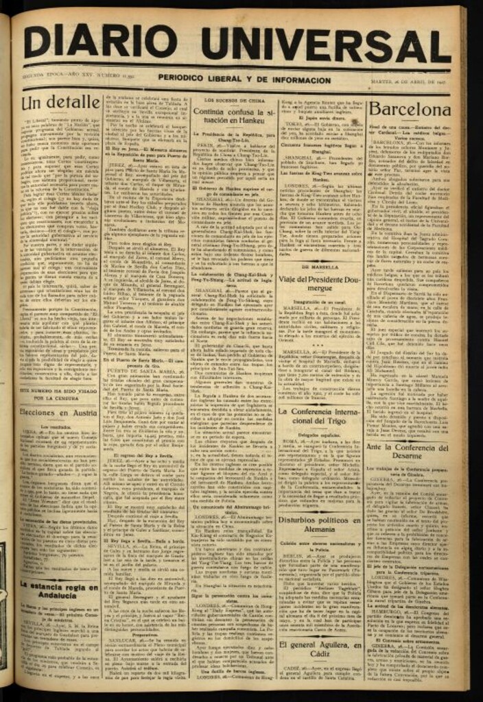 Miniatura de Diario Universal del 26 de abril de 1927