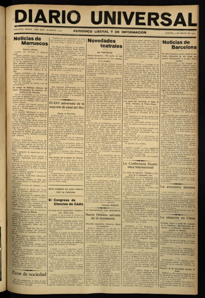 Miniatura de Diario Universal del 5 de mayo de 1927