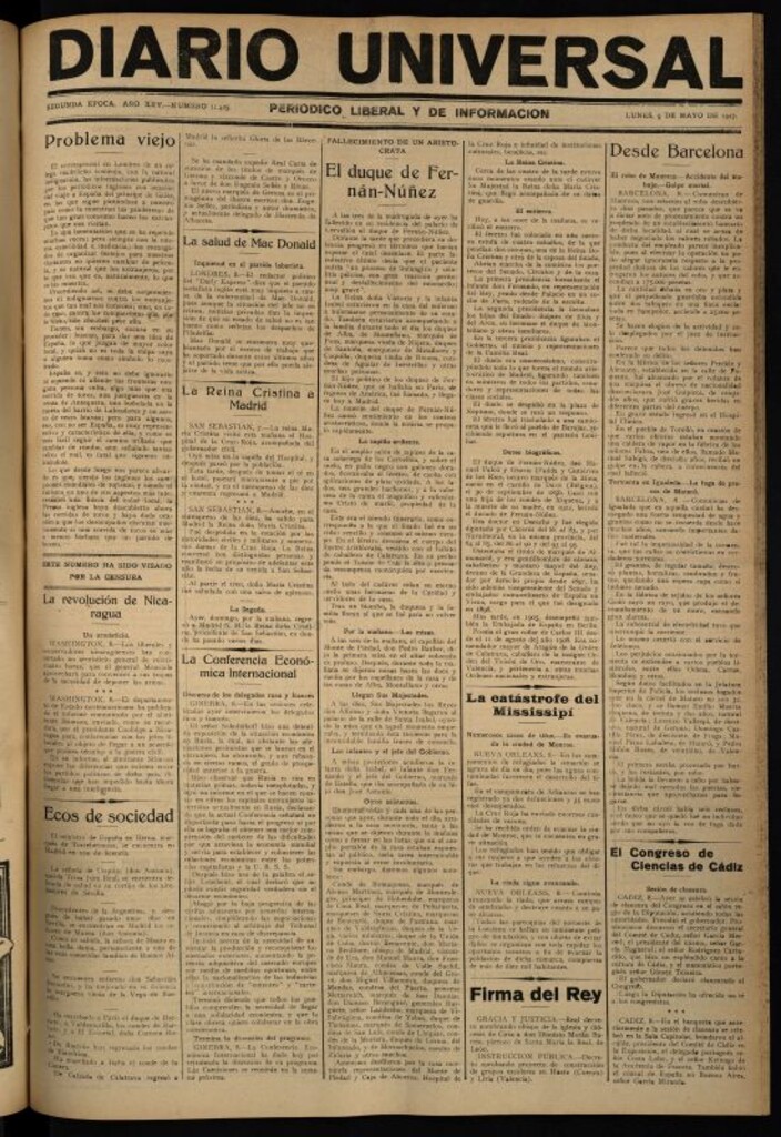 Miniatura de Diario Universal del 9 de mayo de 1927