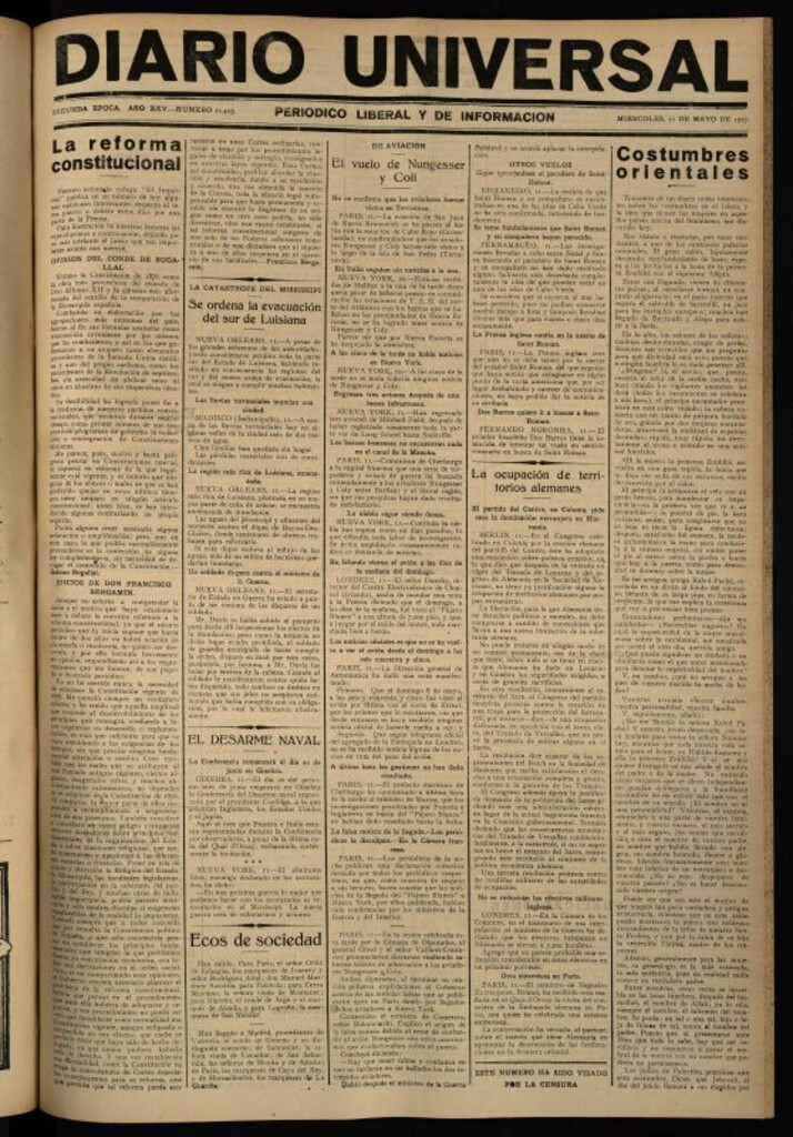 Miniatura de Diario Universal del 11 de mayo de 1927