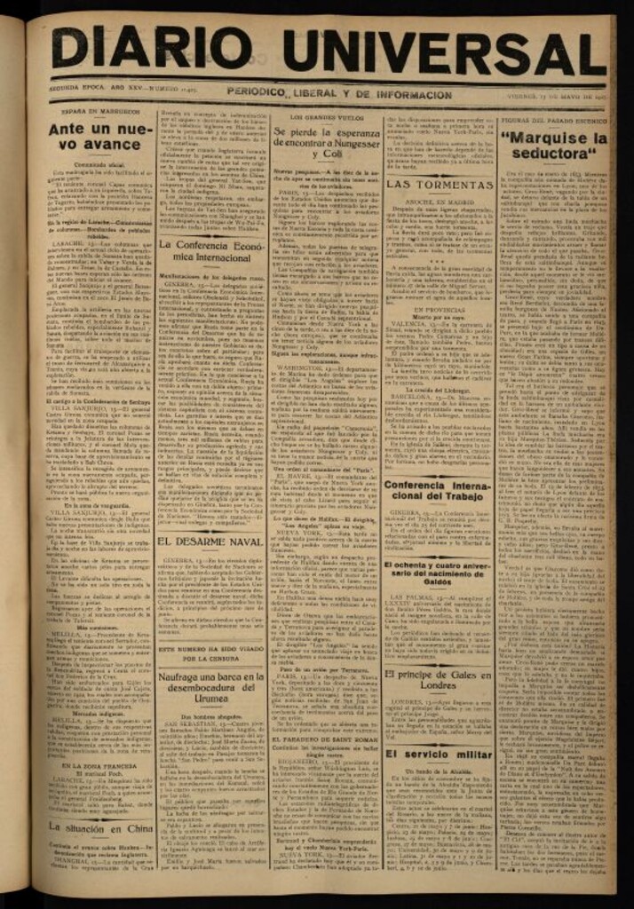 Miniatura de Diario Universal del 13 de mayo de 1927