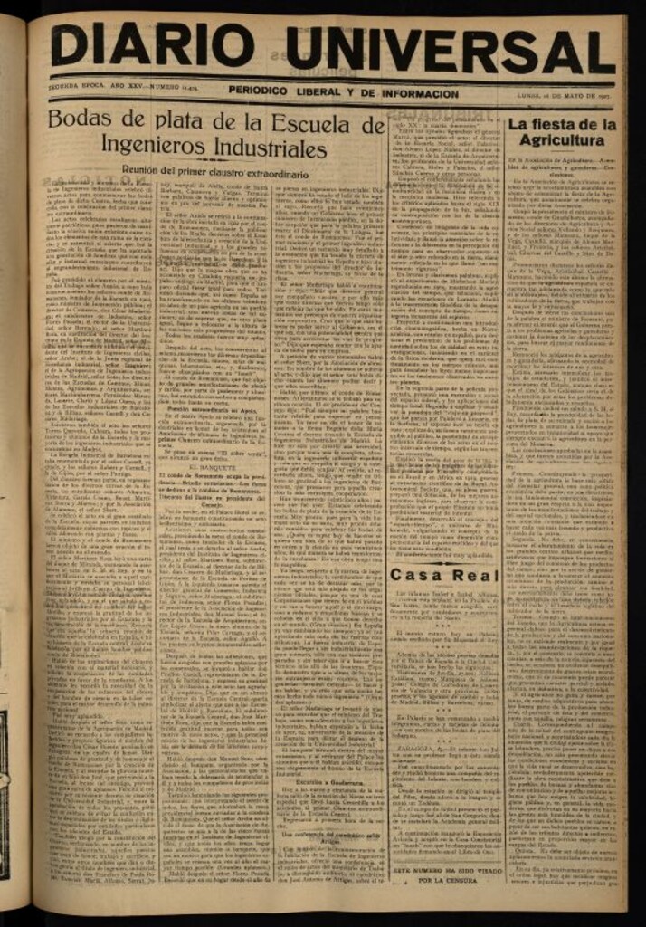 Miniatura de Diario Universal del 16 de mayo de 1927