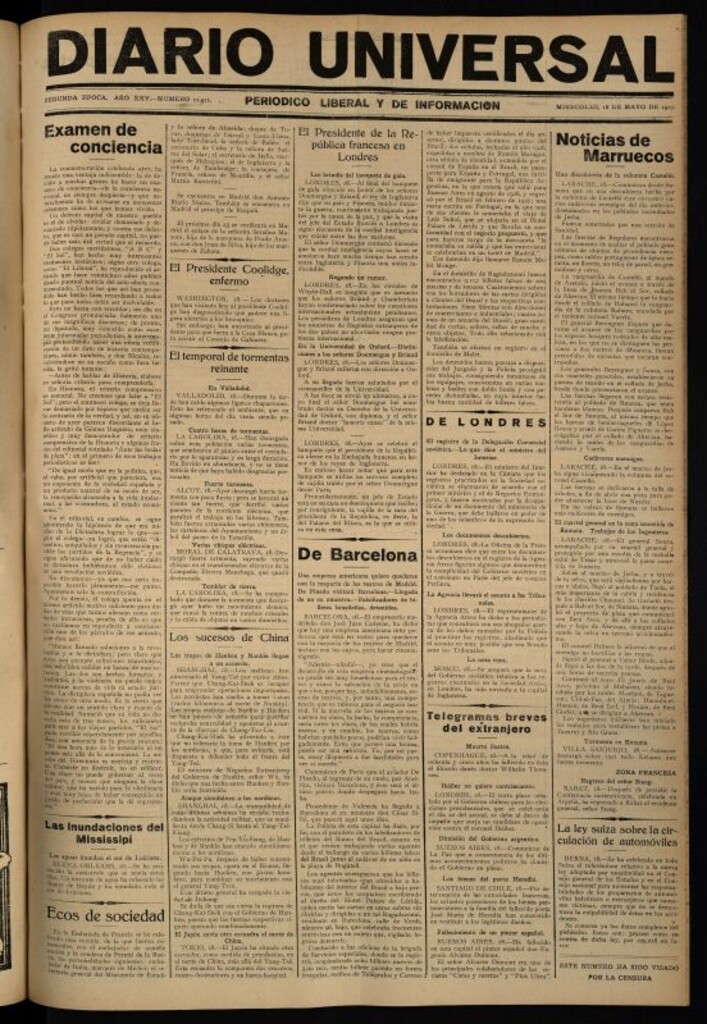 Miniatura de Diario Universal del 18 de mayo de 1927