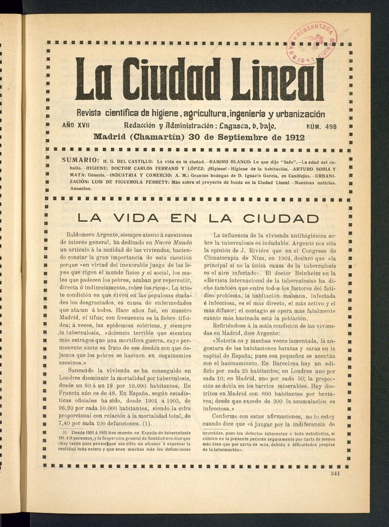 Miniatura de La Ciudad Lineal : órgano oficial de la Compañía Madrileña de Urbanización del 30 de septiembre de 1912